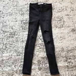 black high rise ripped jeans